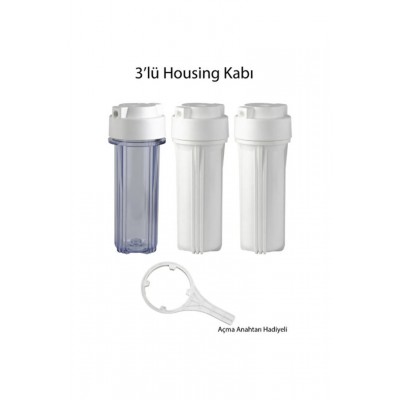 Su Arıtma Cihazı 10’’ 3 ’lü Filtre Kabı ( Housing ) Çift O - Ringli Seti