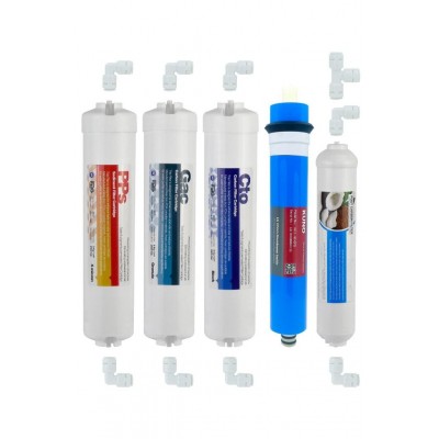 Aquanature Kapalı Kasa Su Arıtma Cihazı 5 Li Inline Filtresi Seti 5 Aşamalı & Kuno Membran