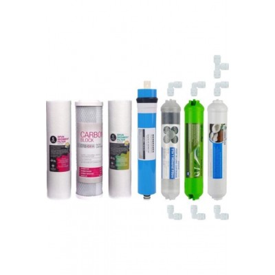 Su Arıtma Cihazı Filtresi 7'li Filtre Seti Paket Açık Kasa Quick Bağlantılı Inline