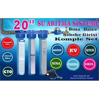 Sulook 20 Inç Daire,bina,fabrikaşebeke Girişi Su Arıtma Sistemi Tortu, Klor Temizleme Seti