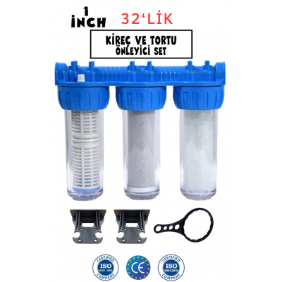 Sulook 1 inch (32'lik borular için) Tortu, Kireç ve Klor Önleyici Üçlü Sayaç Filtresi
