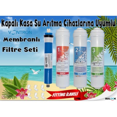 Sulook Kapalı Kasa Su Arıtma Cihazlarına Uyumlu 4'lü Filtre Seti Vontron Membranlı