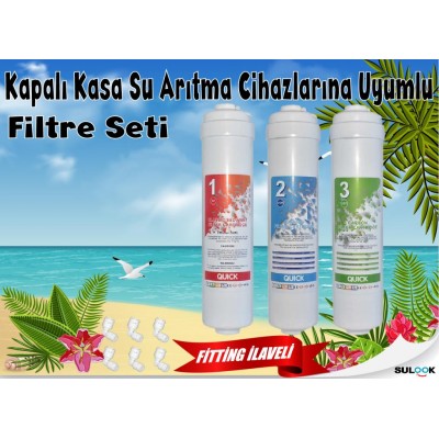 Sulook Kapalı Kasalara Uyumlu Su Arıtma Filtre Seti 3'lü Inline Set